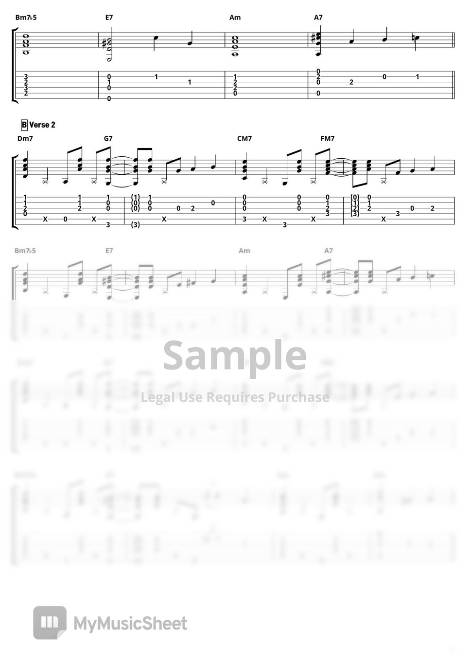 Joseph Kosma - [For Beginners]  Autumn Leaves 「Chorus + Verse」   Fingerstyle Tabs (Full Score) by Sweet Guitar