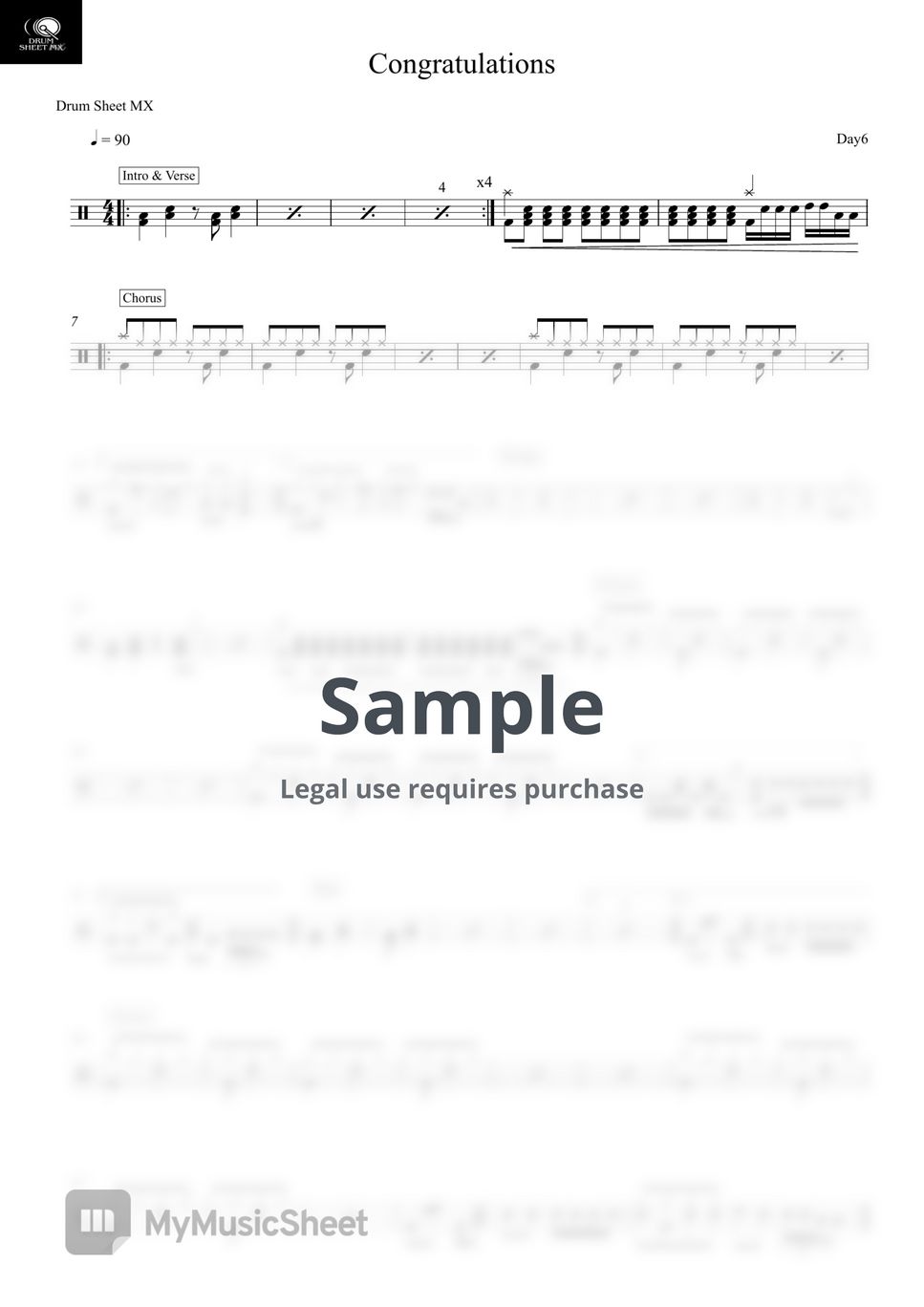 Day6 - Congratulations Sheets by Drum Sheet MX