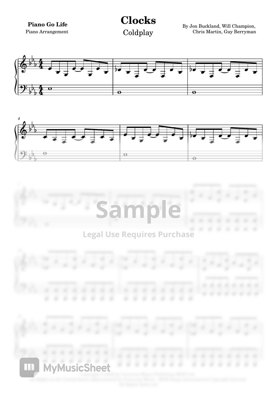Coldplay Clocks By Piano Go Life
