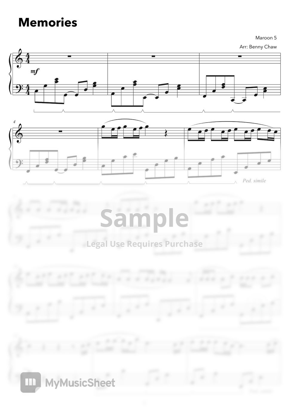 Maroon 5 - Memories Sheet by Benny Chaw