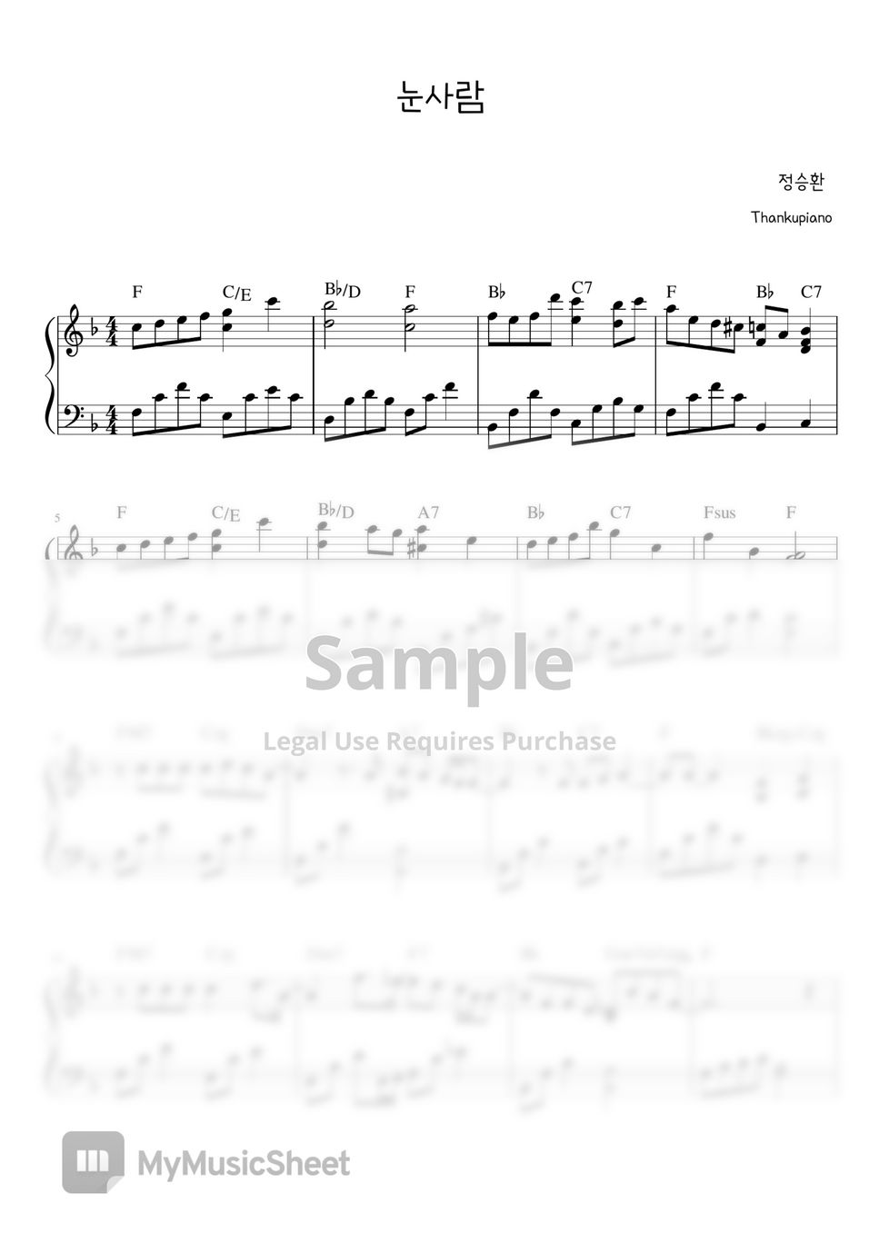 Jung SeungHwan - Snowman Piano Sheet