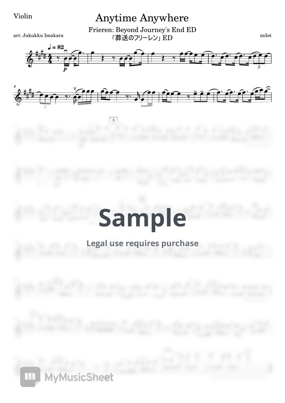 milet Anytime Anywhere [Frieren Beyond Journey's End ED] [Violin