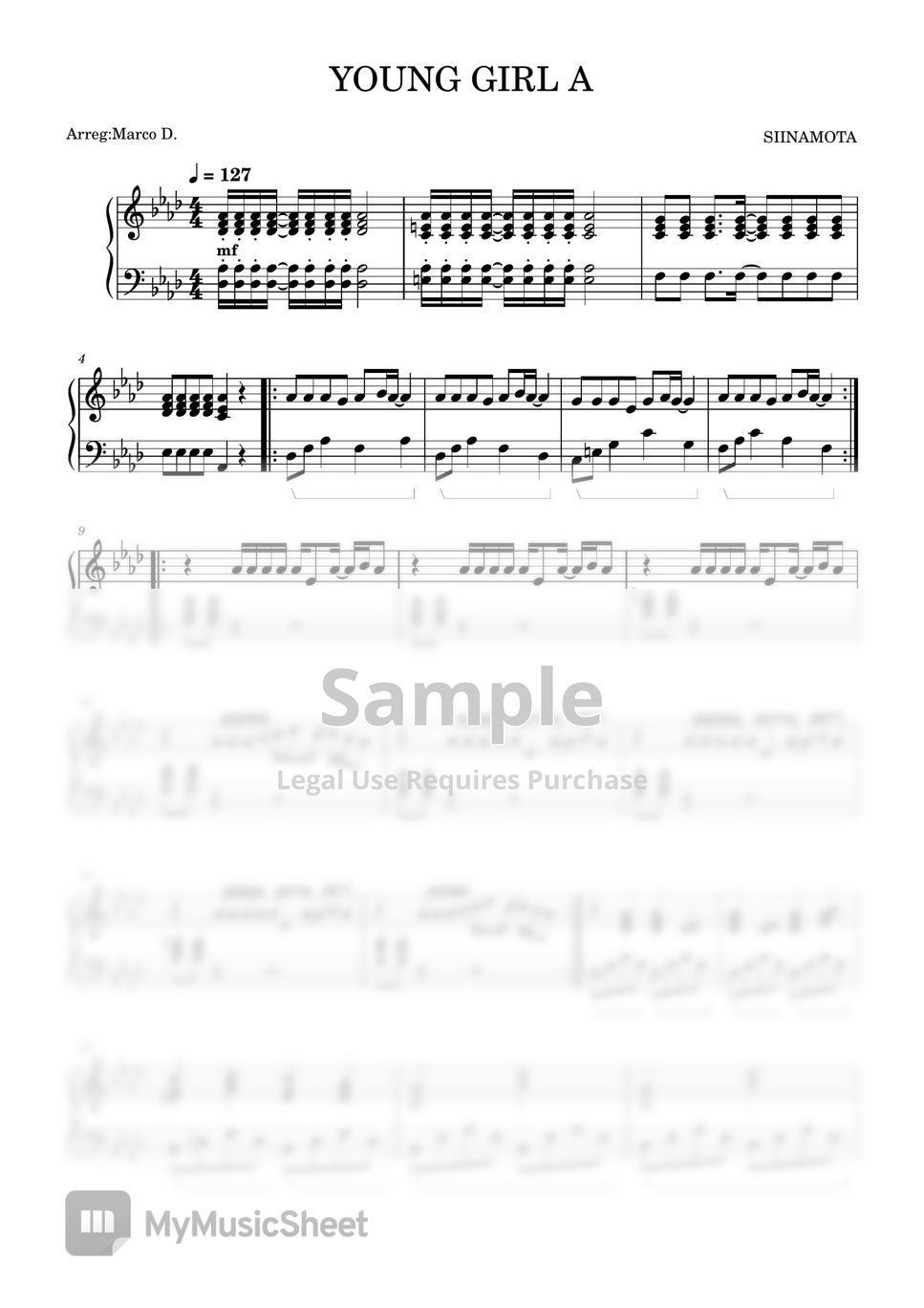 Siinamota young girl a sheet music by marco d 