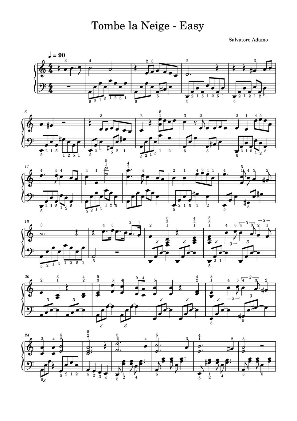 Salvatore adamo Tombe la Neige (Easy Level) 악보 by SangHeart play