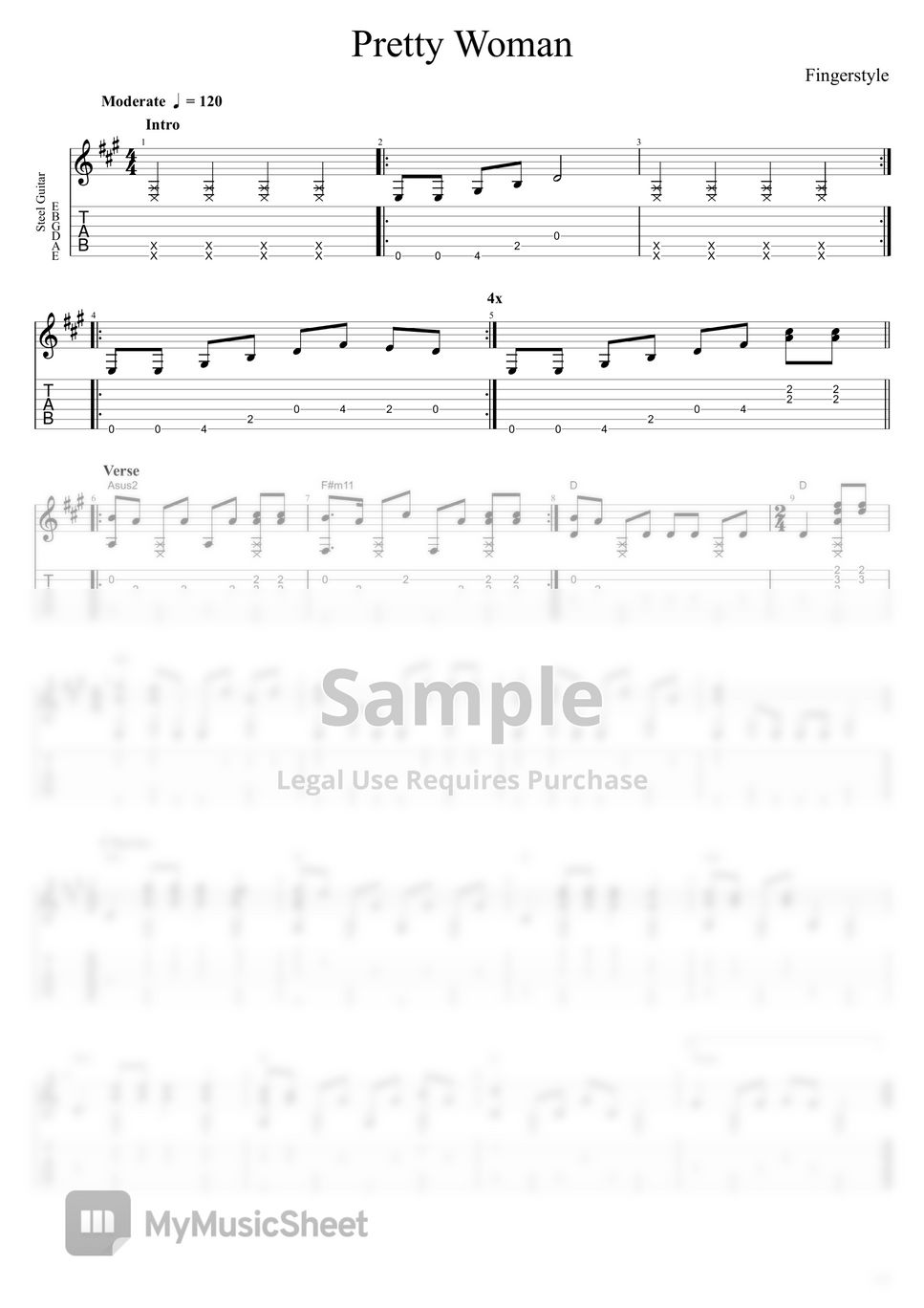 Oh Pretty Woman Oh Pretty Woman Acoustic Fingerstyle Guitar Tab