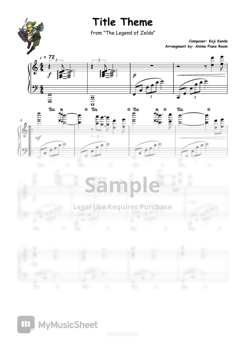 Koji Kondo Title Theme From The Legend Of Zelda Sheets By Anime