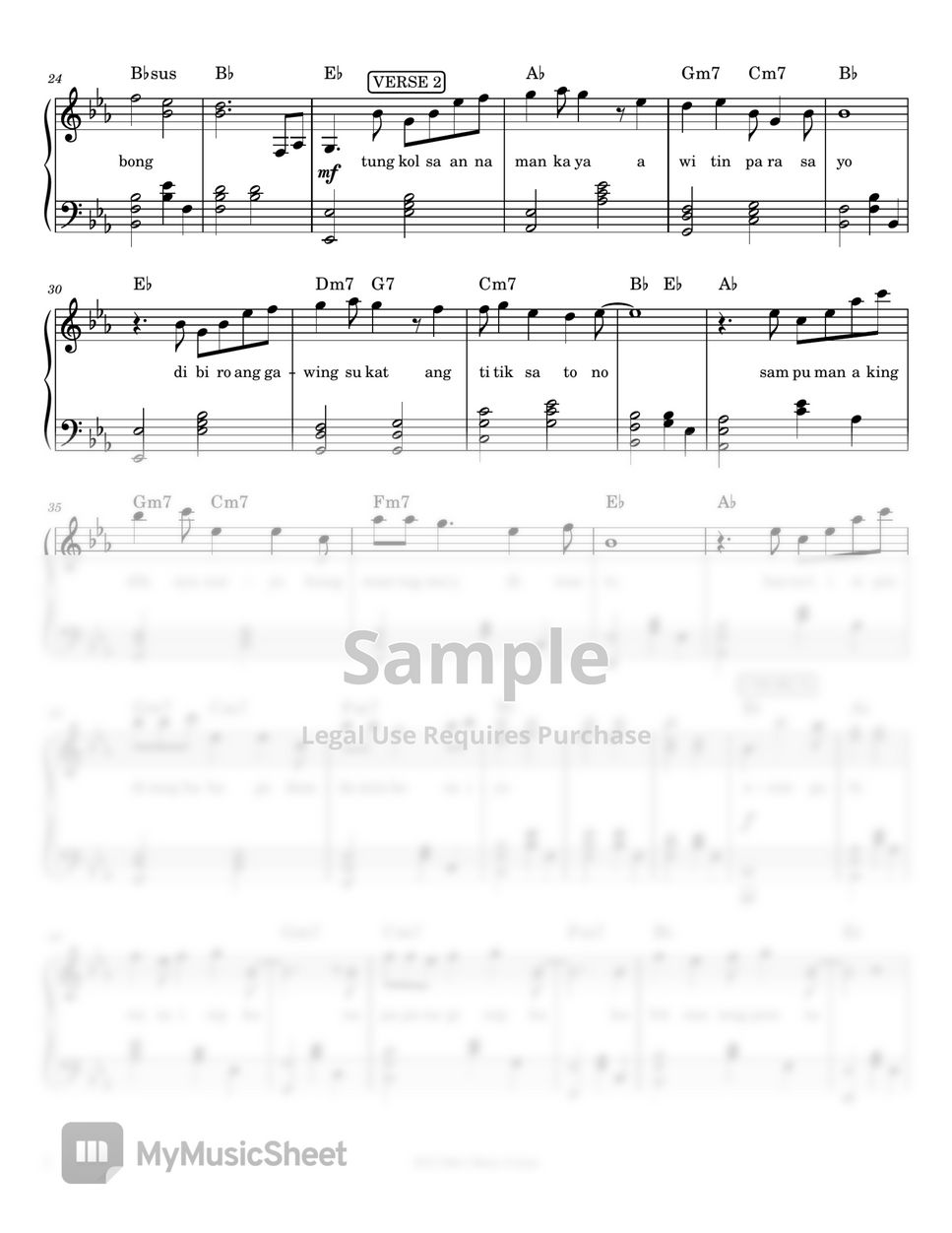 Regine Velasquez - Araw-Gabi (piano sheet music) by Mel's Music Corner