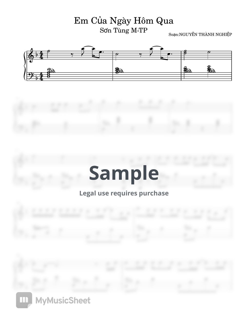 Sơn Tùng M-TP - Em Của Ngày Hôm Qua (Sheet nhạc Em Của Ngày Hôm Qua) by Nguyễn Thành Nghiệp
