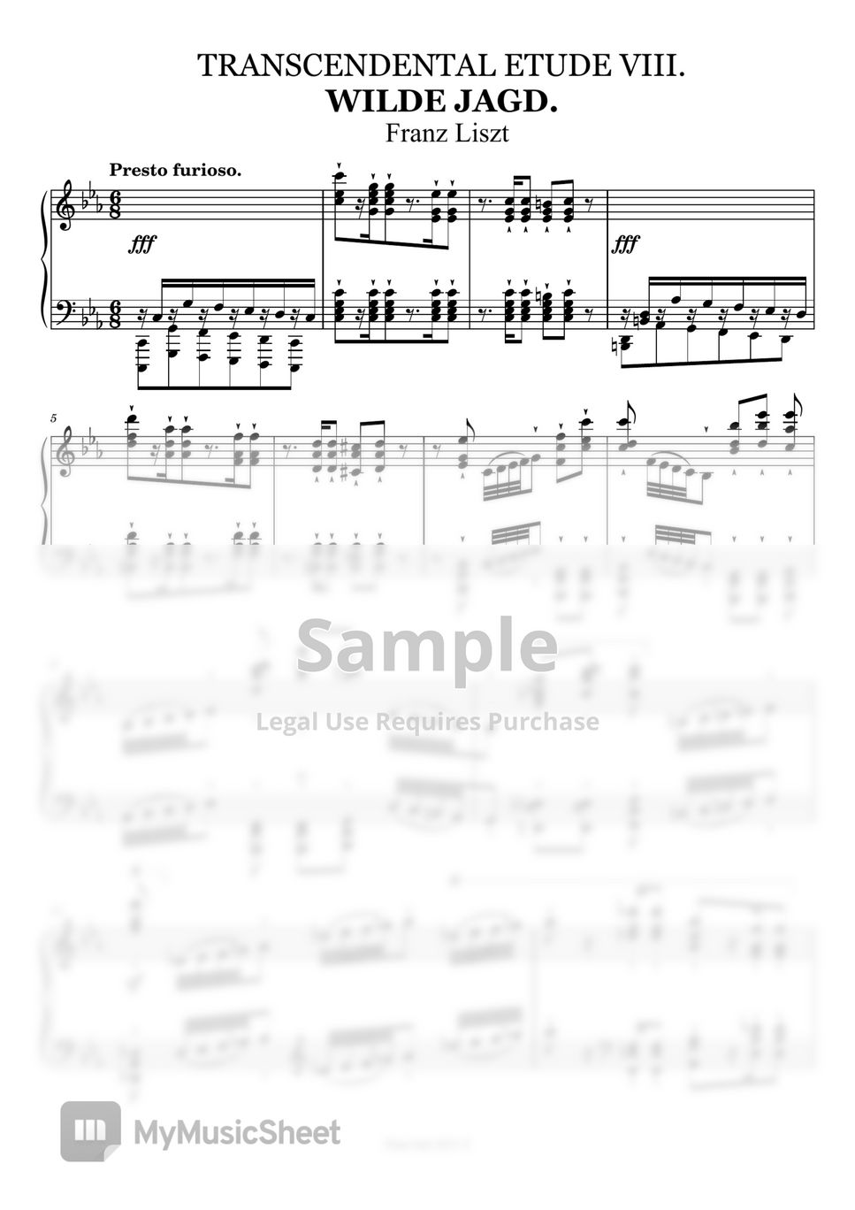Franz Liszt - Transcendental Etude no.8 Wilde Jage by Piano Suit