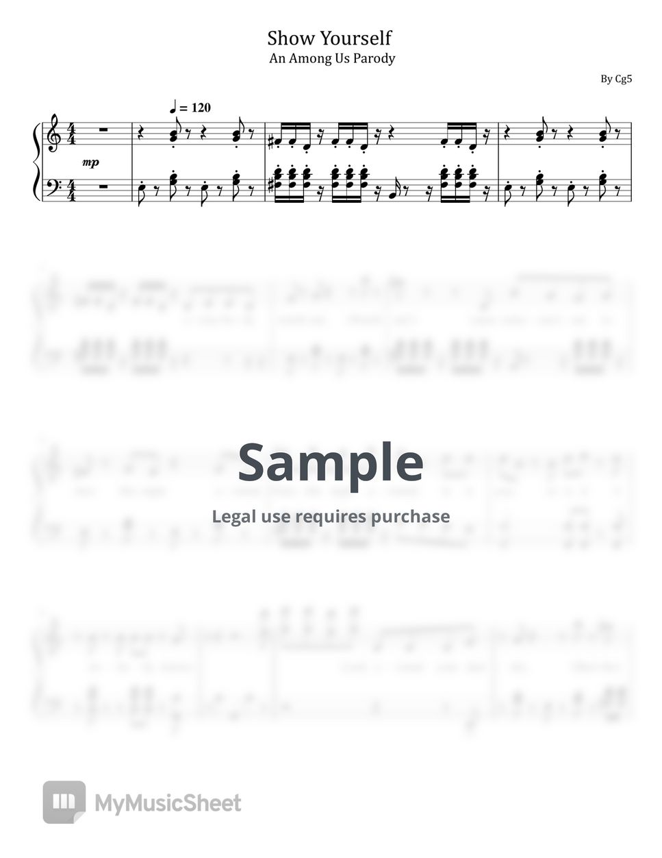 Cg5 Show Yourself Cg5 For Piano Solo With Lyrics Sheets By Poon 