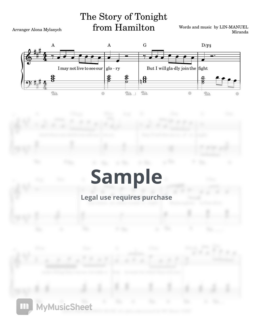Lin manuel miranda the story of tonight from hamilton sheets by