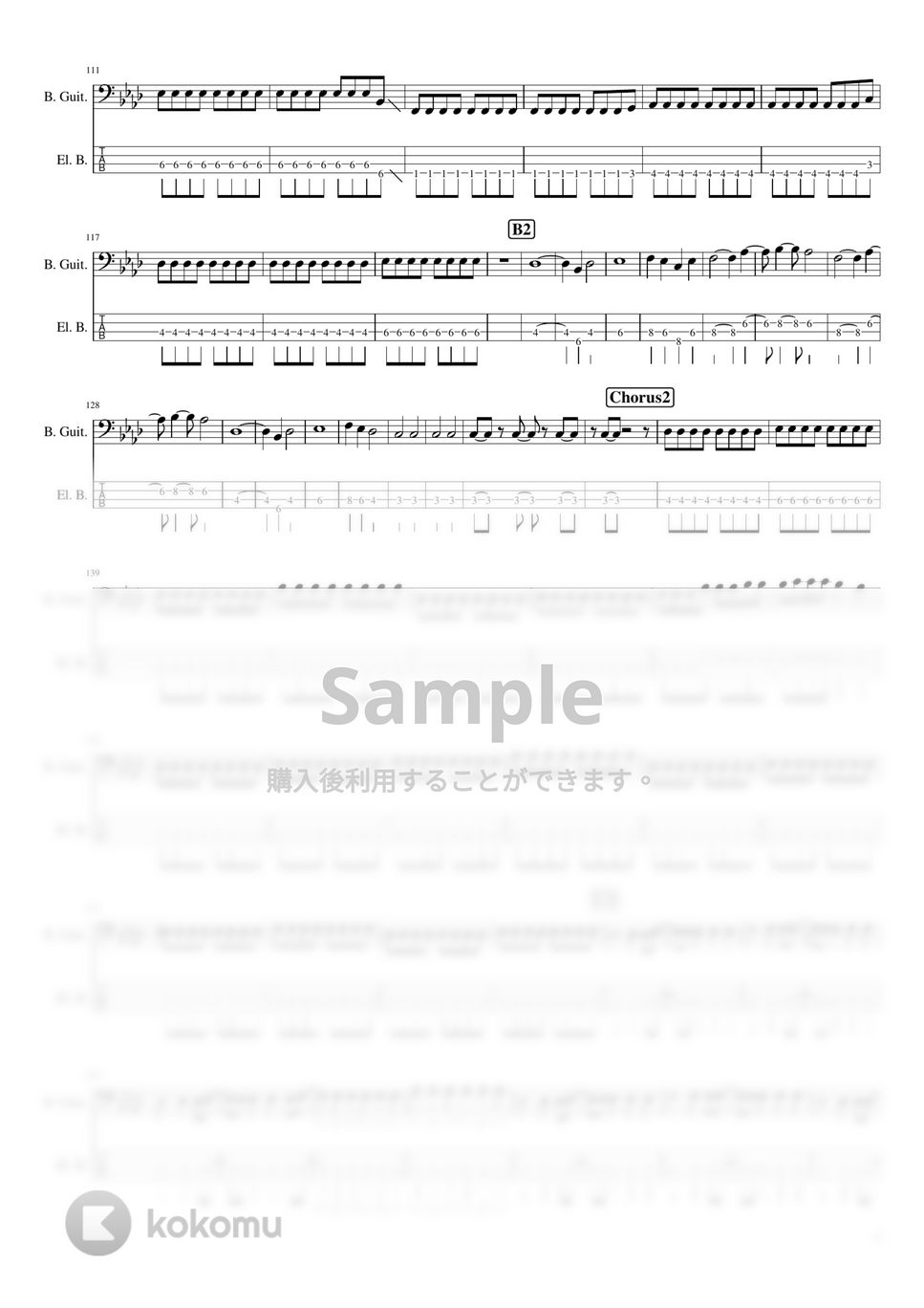 [ALEXANDROS] - 閃光 (ベース / TAB / スコア) by TARUO's_Bass_Score