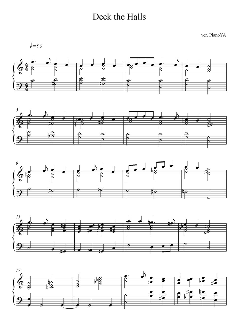 Christmas Carol - Deck the Halls Sheet by PianoYA