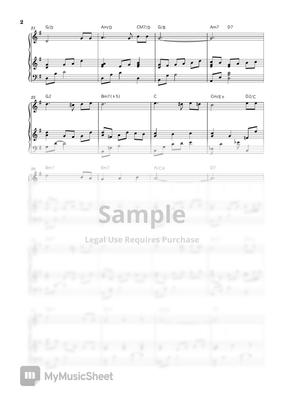 최용덕 낮엔 해처럼 밤엔 달처럼 (G key) 악보 by 생명의건반