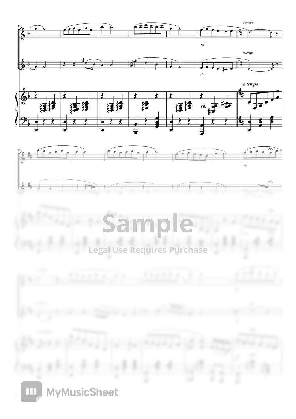 E.Curtis Torna a Surriento (Ddur Piano Trio/Flute Violin) Sheets by