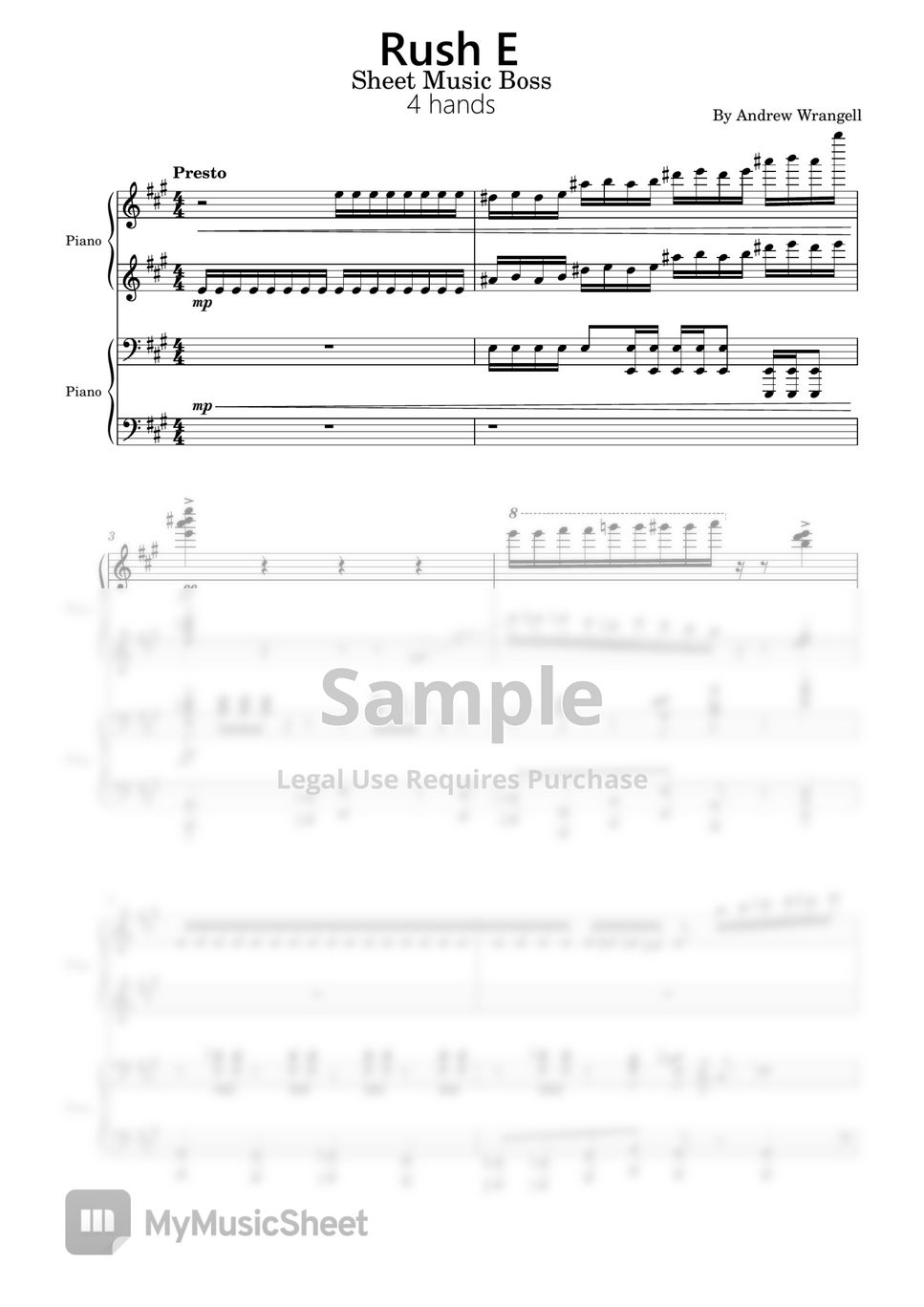 Andrew Wrangell - Rush E (Rush E ,4 hands,Piano Sheet,Andrew Wrangell,Sheet Music Boss) by poon