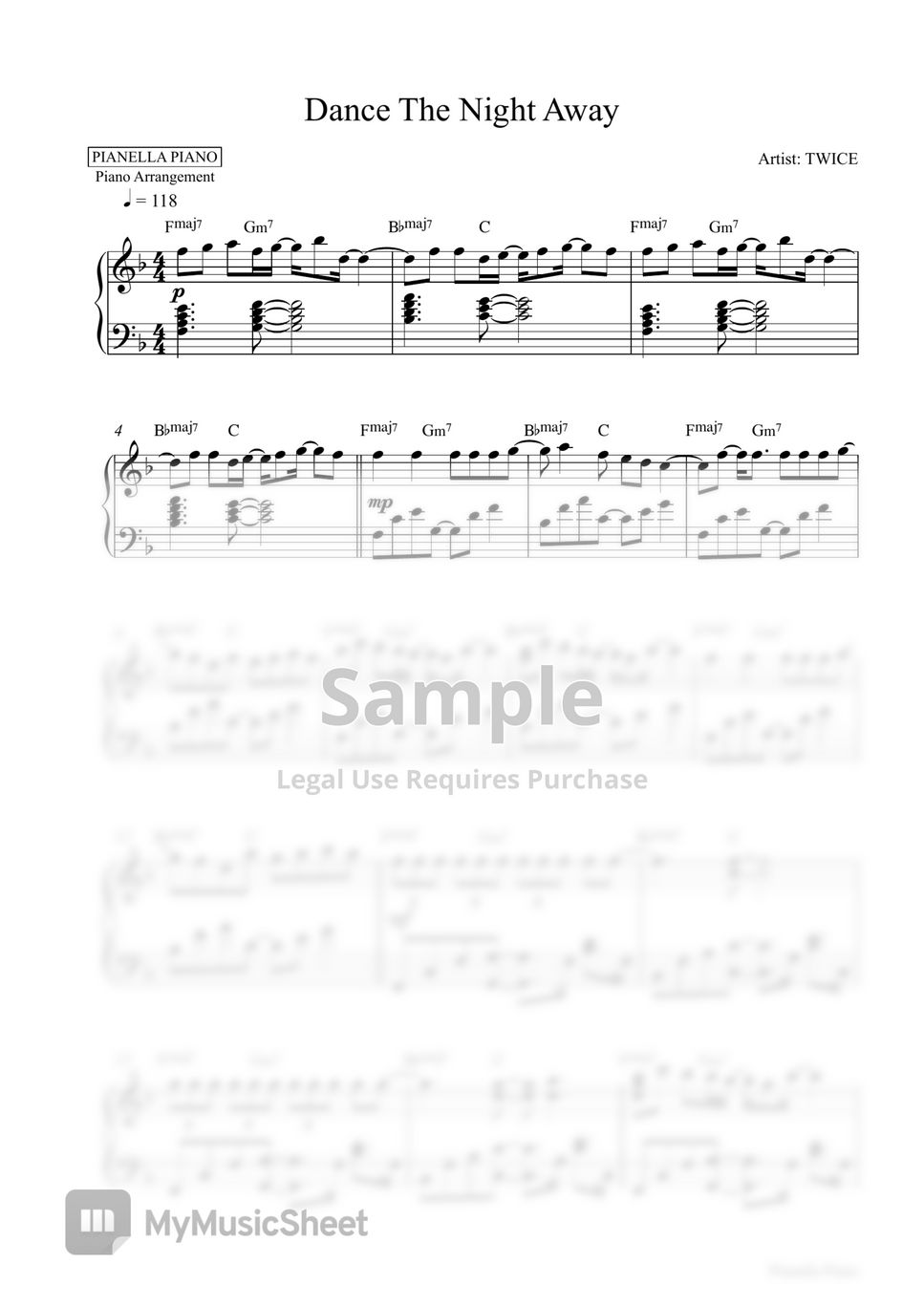 TWICE - Dance The Night Away (Piano Sheet) by Pianella Piano