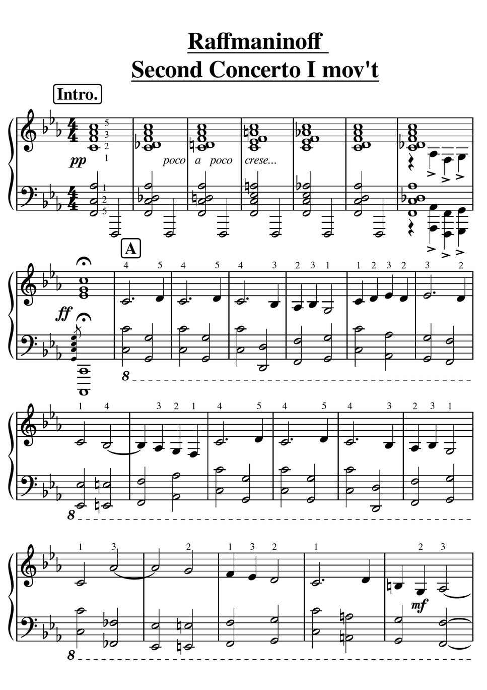 ラフマニノフ - 【初級～中級】ピアノ協奏曲 第２番 ハ短調 第一楽章/ラフマニノフ by ピアノの先生の楽譜集