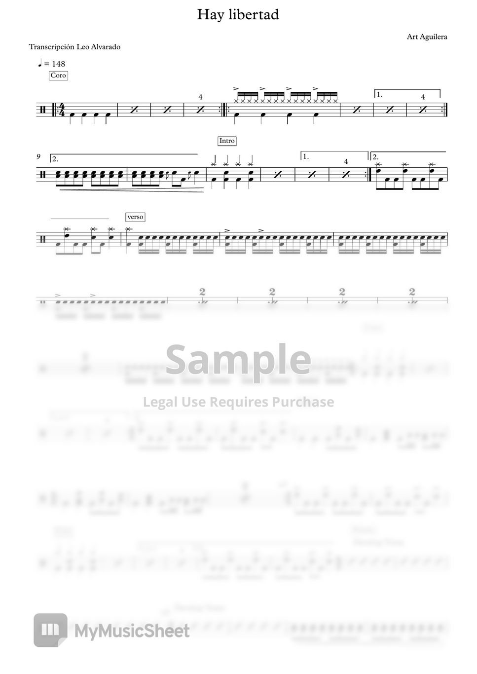 Art Aguilera - Hay Libertad (hay Libertad) Sheets By Drum Transcription 