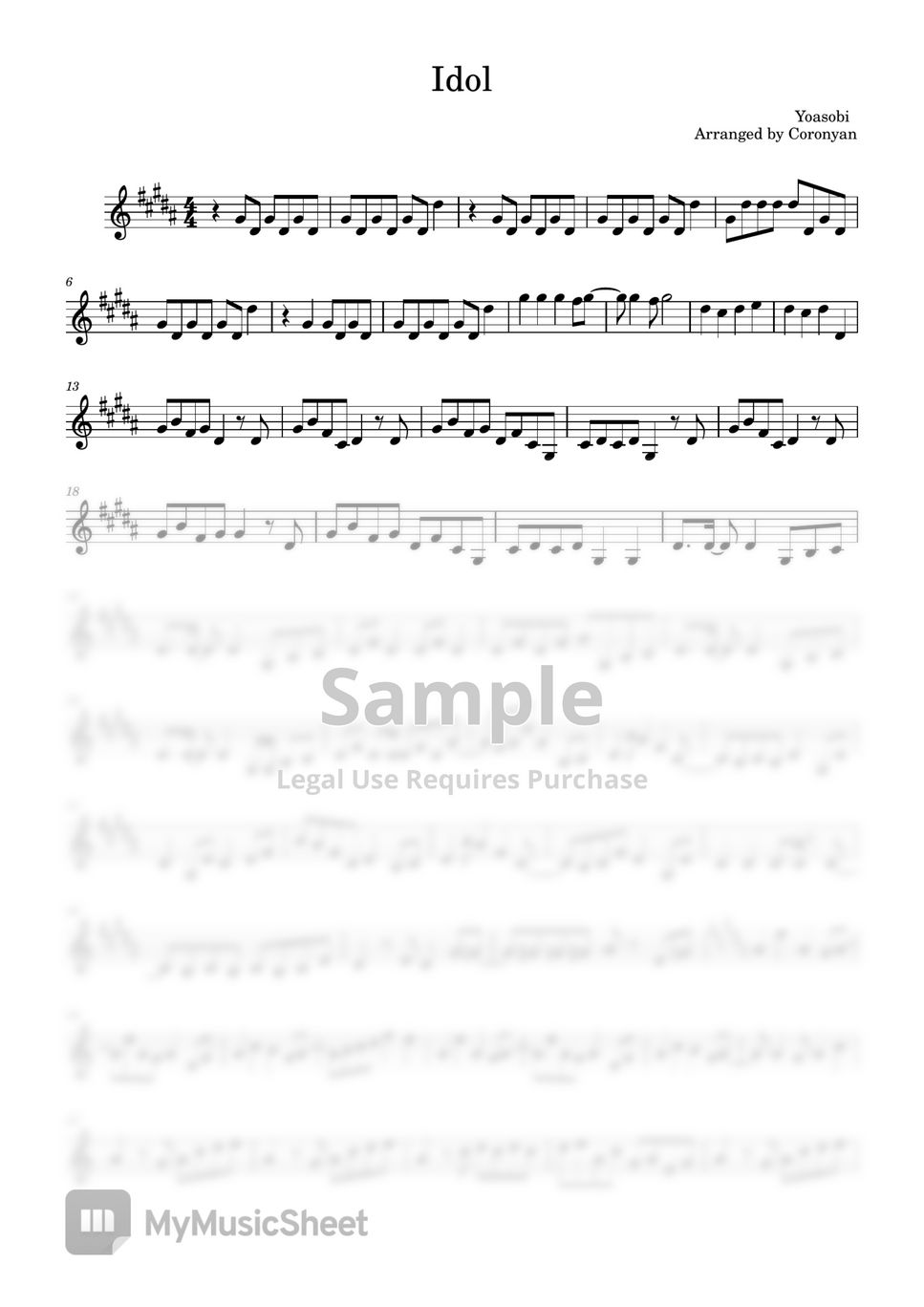 YOASOBI - Idol アイドル (Violin Solo) Sheets by Coronyan Violin