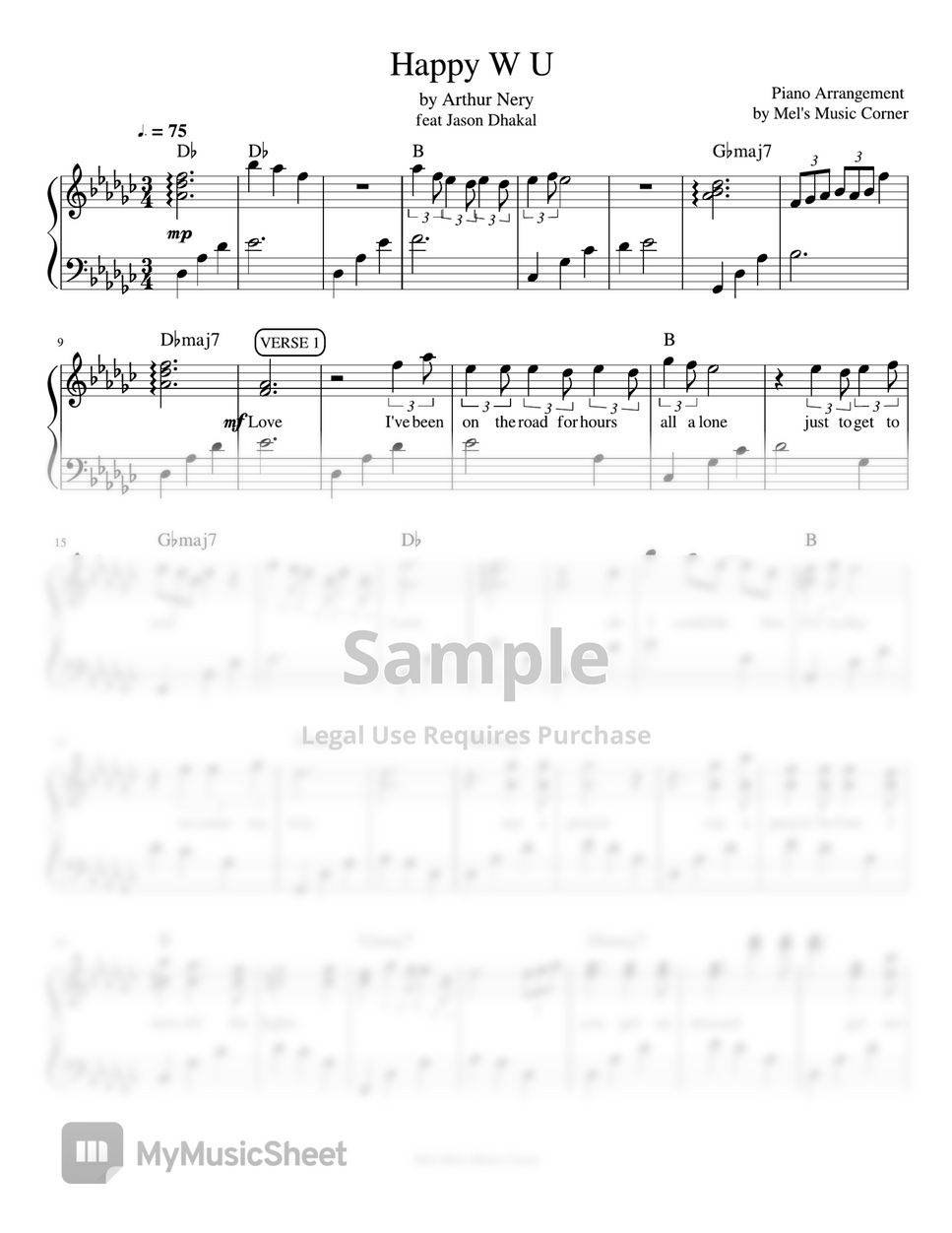 Arthur Nery - Happy W U (piano sheet music) by Mel's Music Corner