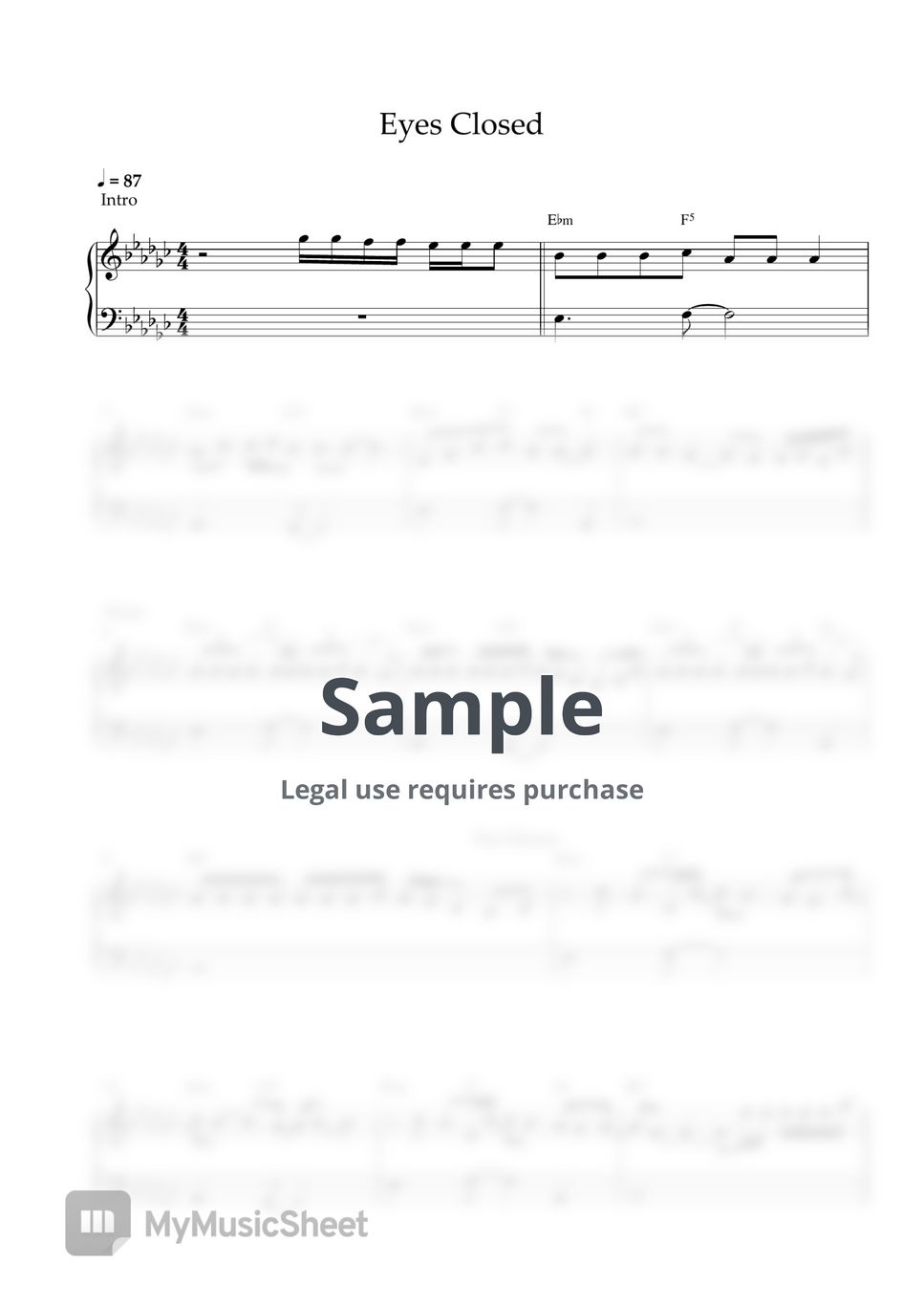 Imagine Dragons Eyes Closed (EASY PIANO SHEET) Sheets by Pianella Piano