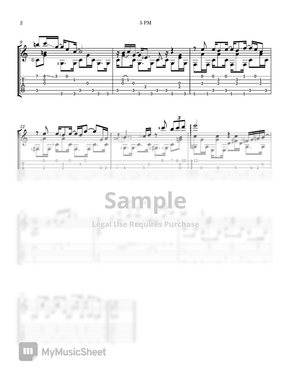 Animal Crossing: New Leaf - 5 PM (Manaka Kataoka) Tab + 단선 악보 by