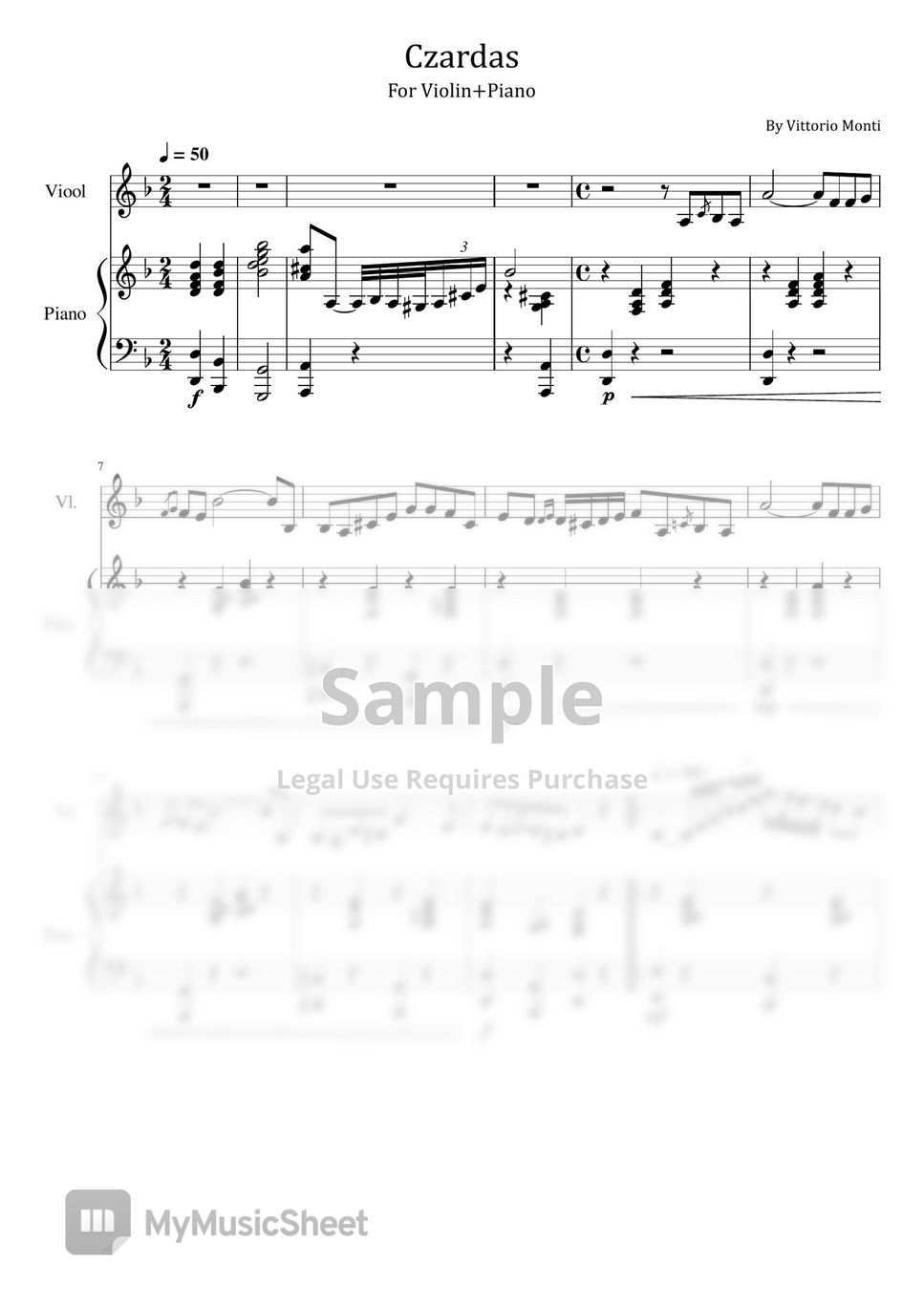 Vittorio Monti - Czardas (For Violin+Piano) by poon