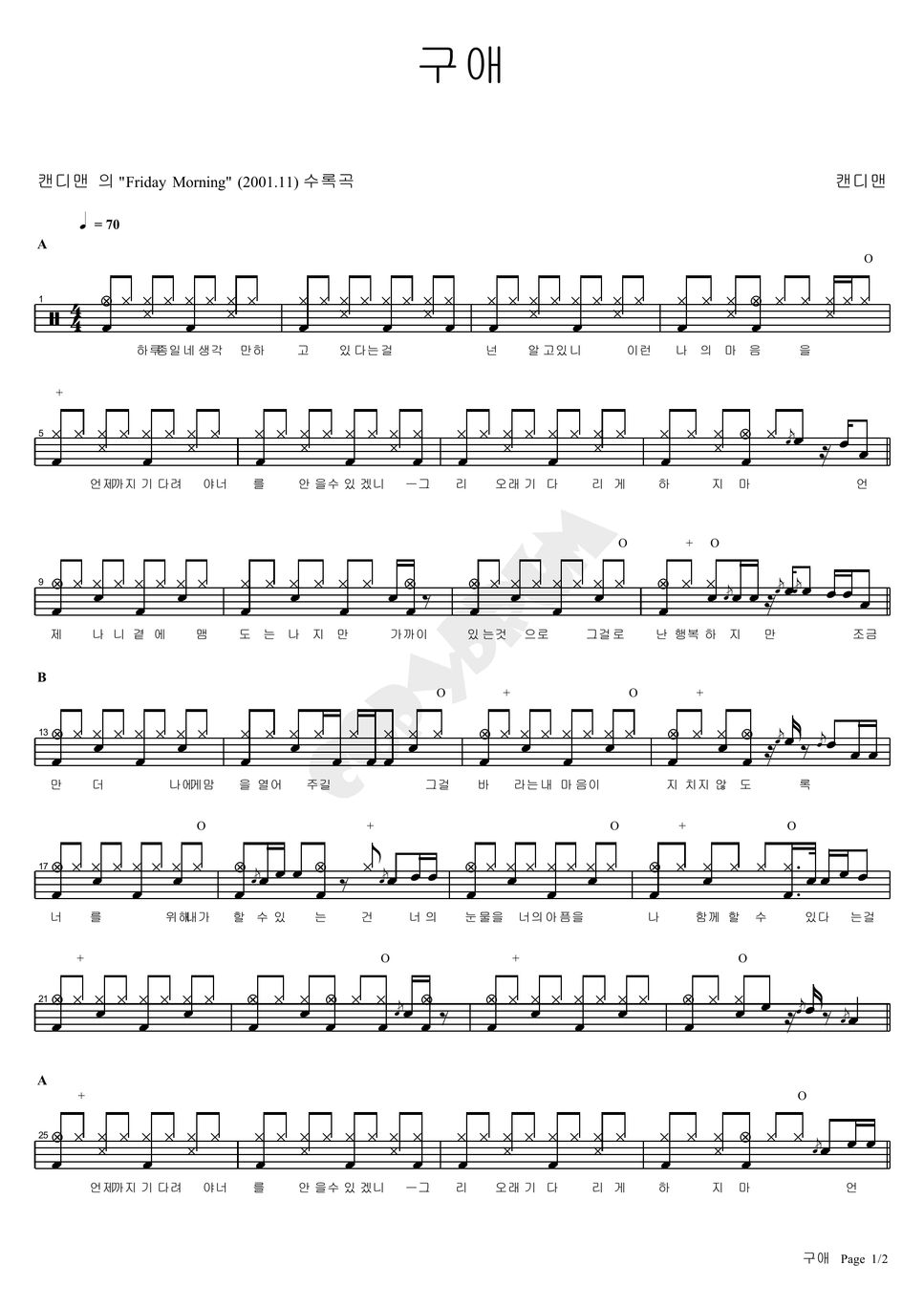 Candyman 구애 악보 by COPYDRUM