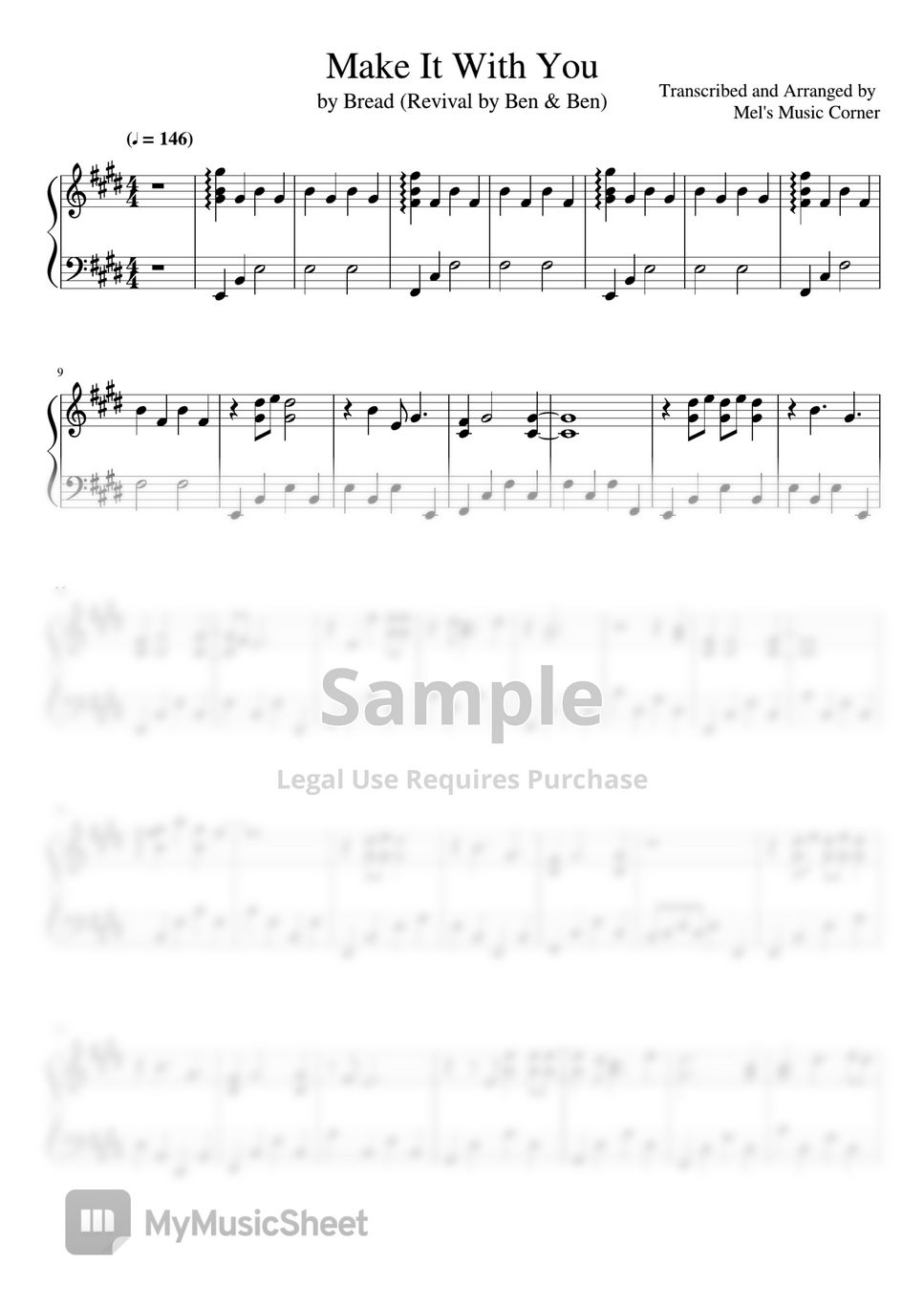 Bread (Ben&Ben Version) - Make it With You (piano sheet music) by Mel's Music Corner