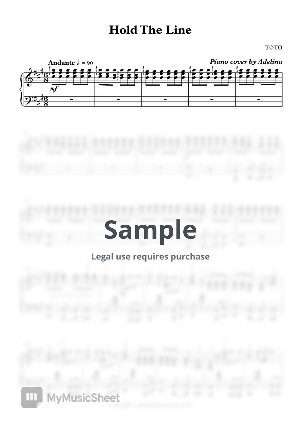 TOTO - Hold The Line 악보 by Adelina Piano