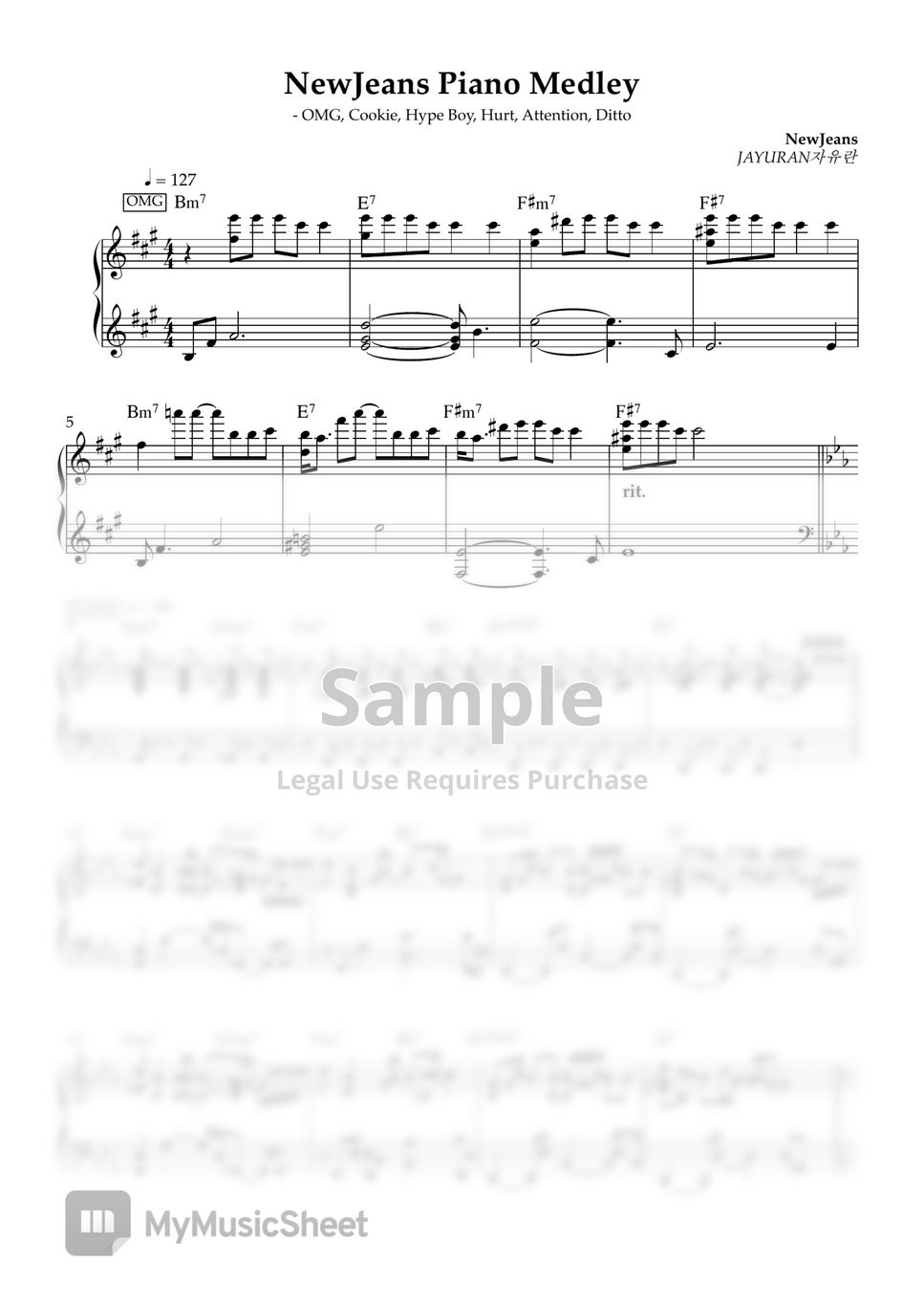 Ditto – New Jeans (뉴진스) Sheet music for Piano (Solo