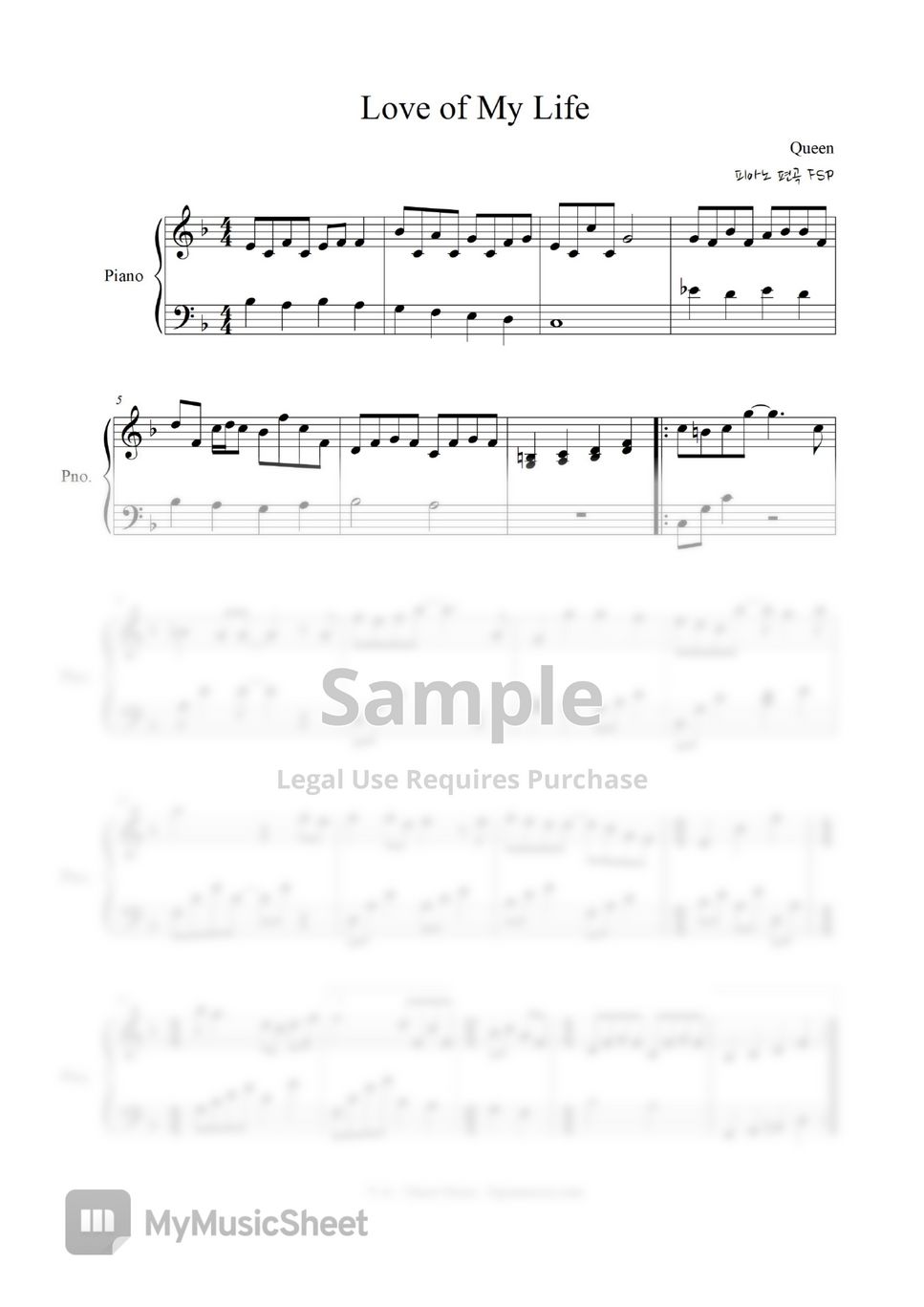 Love Of My Life Sheet Music (Piano)