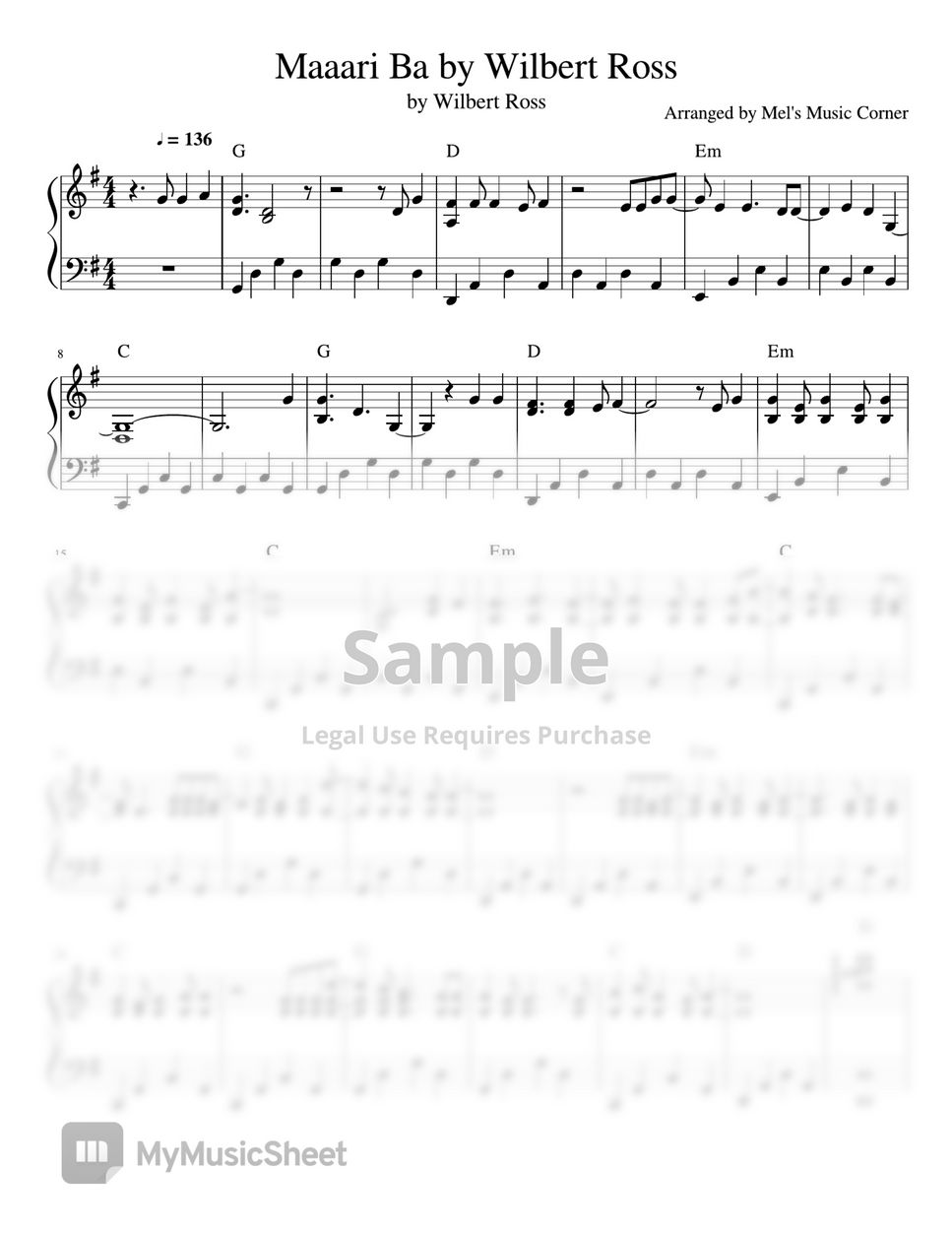 Wilbert Ross Maaari Ba Piano Sheet Music Sheets By Mel S Music Corner