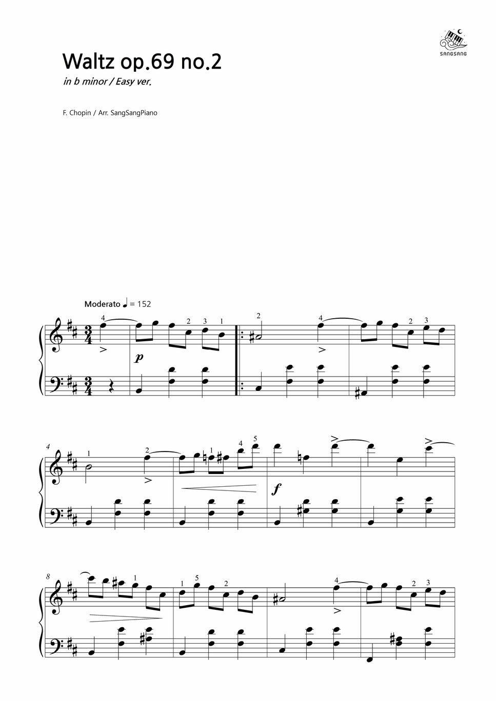 F. Chopin - Waltz Op.69 No.2 (Easy Ver.) Sheets By SangSangPiano