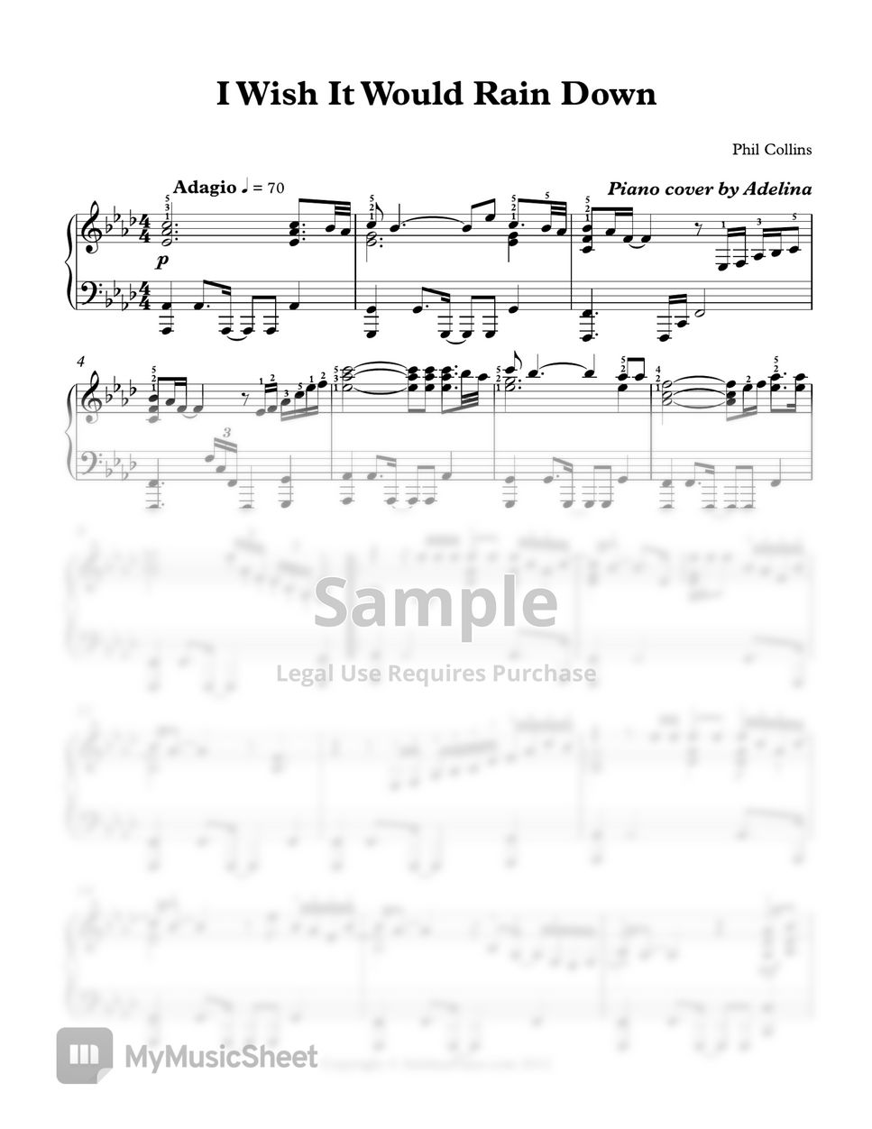 Phil Collins I Wish It Would Rain Down Partition musicale by Adelina