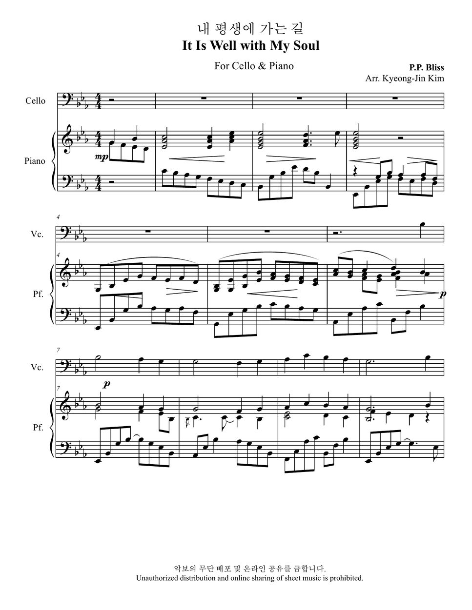 Hymns it is well with my soul cello partitura by