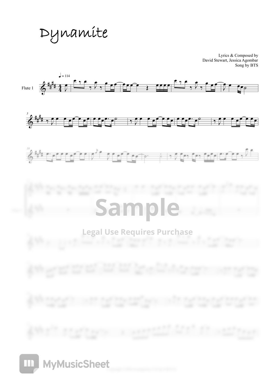 BTS(방탄소년단) Dynamite(다이너마이트) Sheets by FluteTrisha