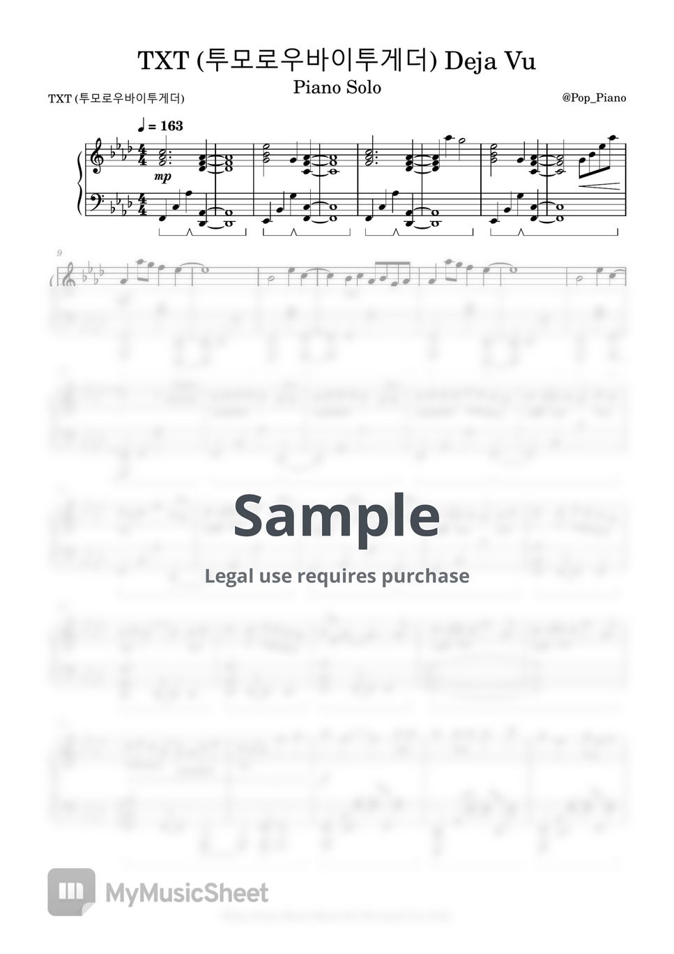 TXT (투모로우바이투게더) Deja Vu Sheets by Pop Piano