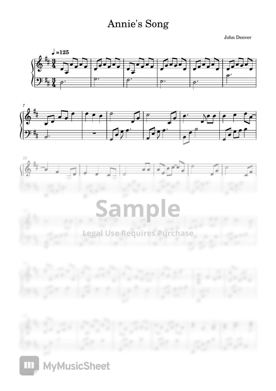 John Denver - Annie's Song (Piano Solo) by SangHeart Play