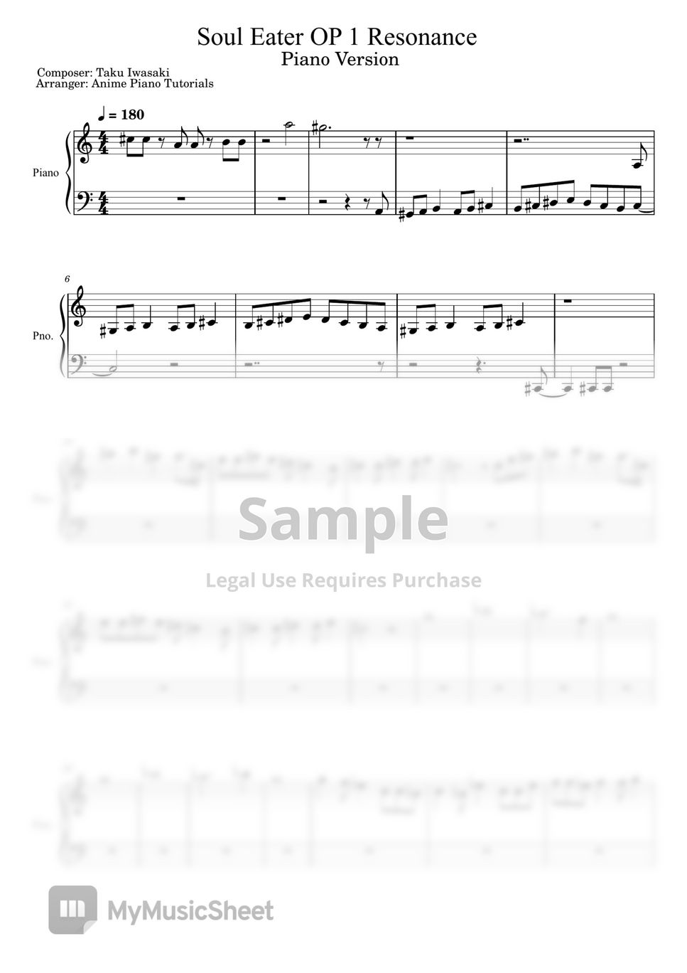 Soul Eater Resonance Sheets by Anime Piano Tutorial