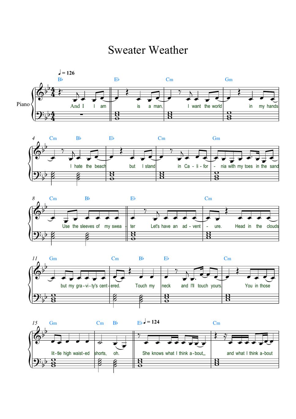 The Neighbourhood - Sweater Weather (Lyrics, chords) by Rita B