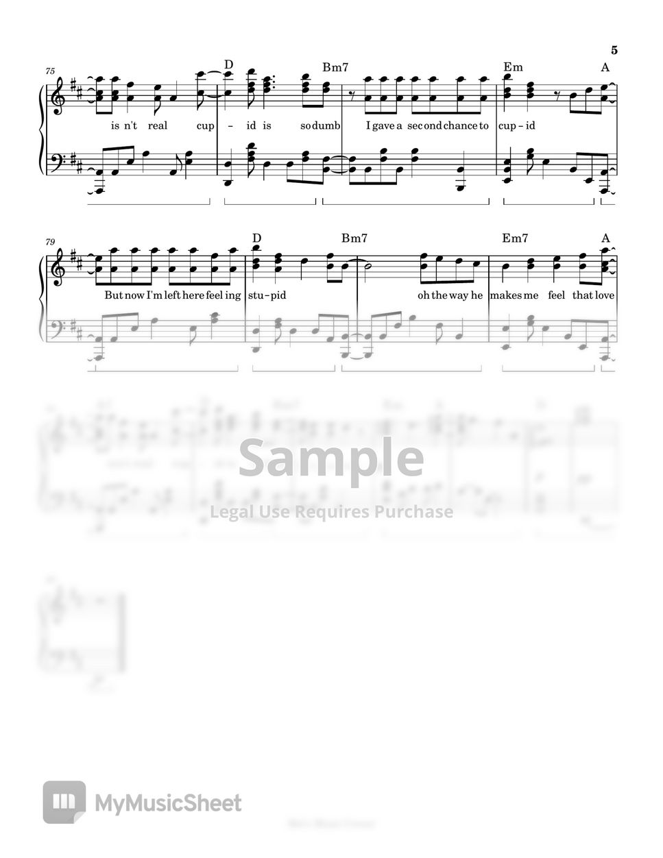 Fifty Fifty - Cupid - TWIN VERSION (piano sheet music) Sheets by Mel's  Music Corner