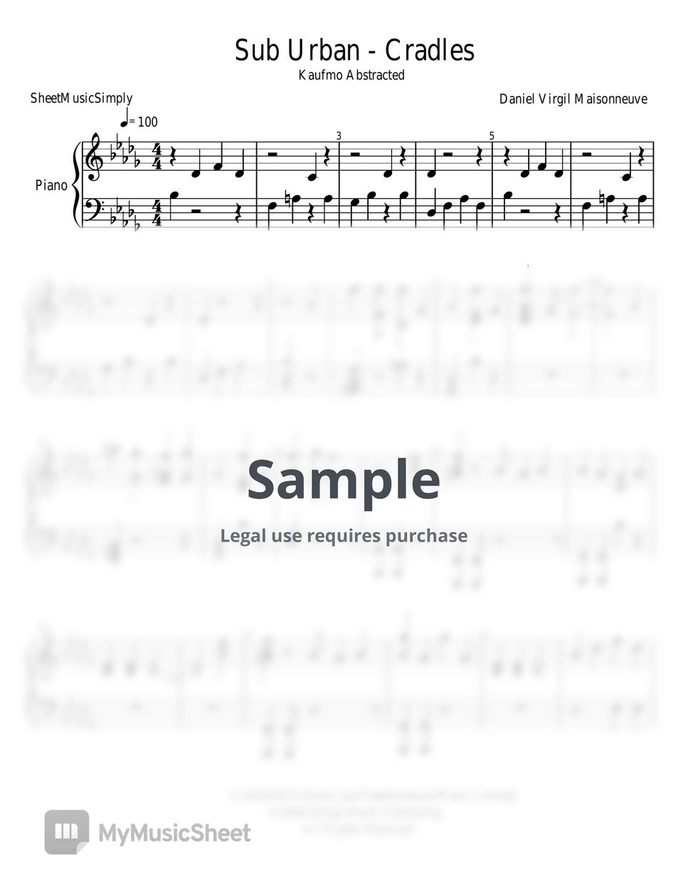 Sub Urban Cradles Sheets by SheetMusicSimply