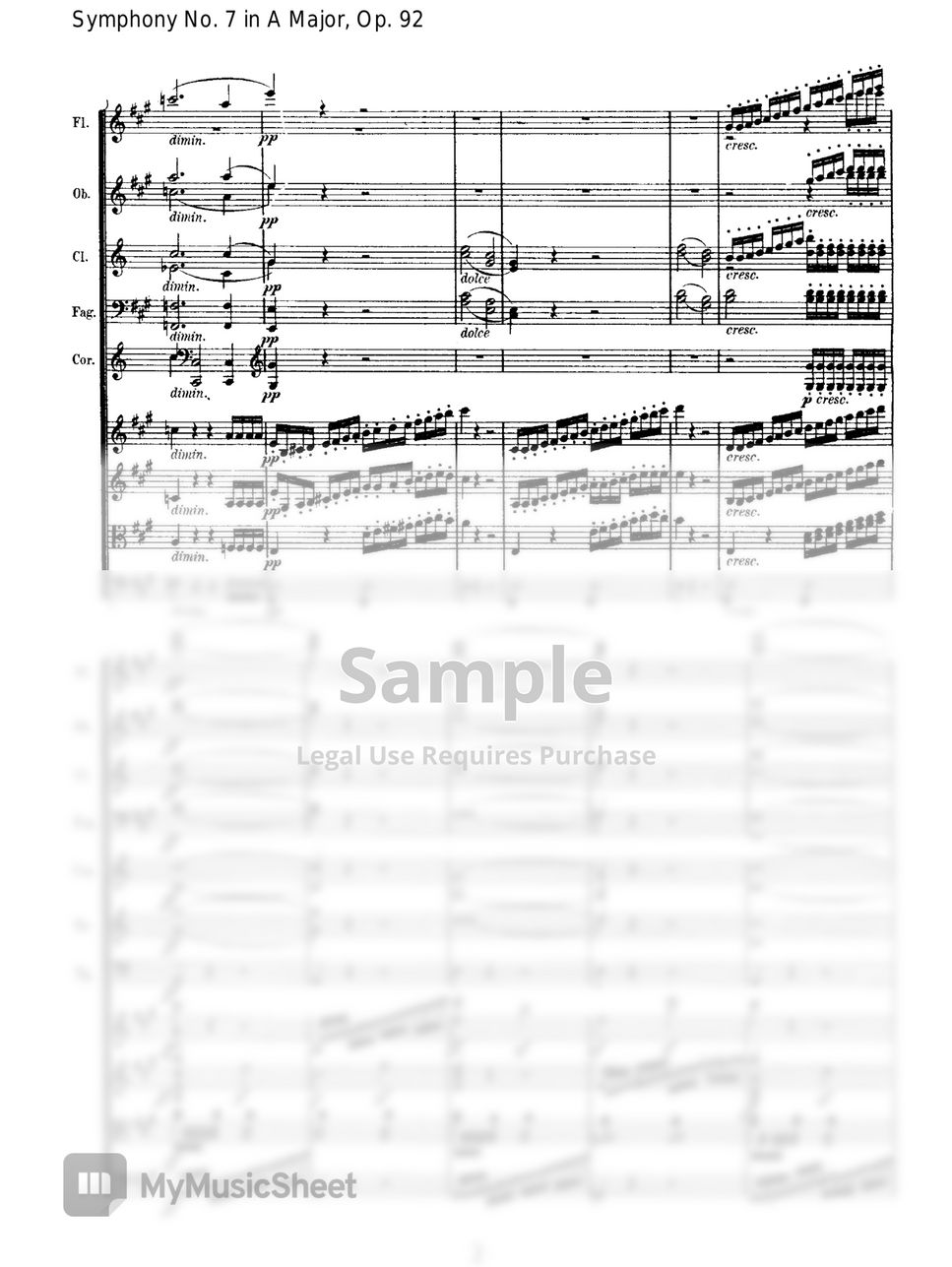 L. V. Beethoven - Symphony No. 7 in A major by Original Score