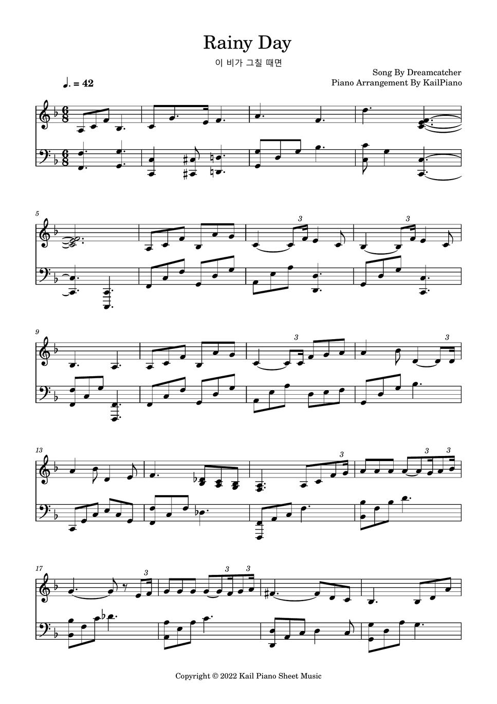 Dreamcatcher(드림캐쳐) Rainy Day(이 비가 그칠 때면) Hoja by Kail Piano