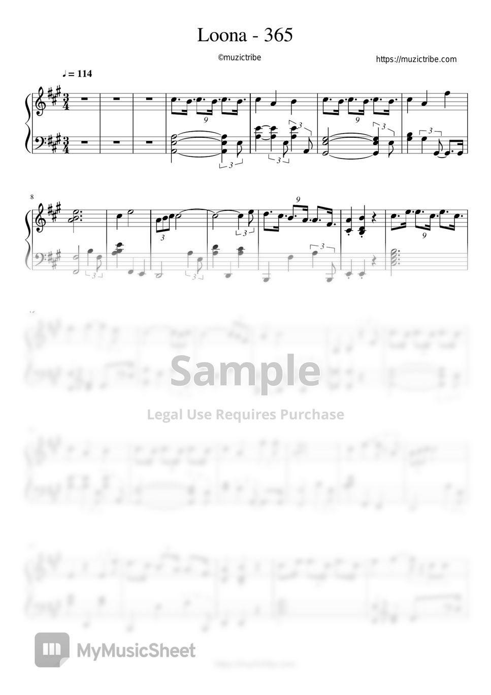 LOONA (이달의 소녀) - 365 Piano Sheet + MP3 + MIDI Sheets