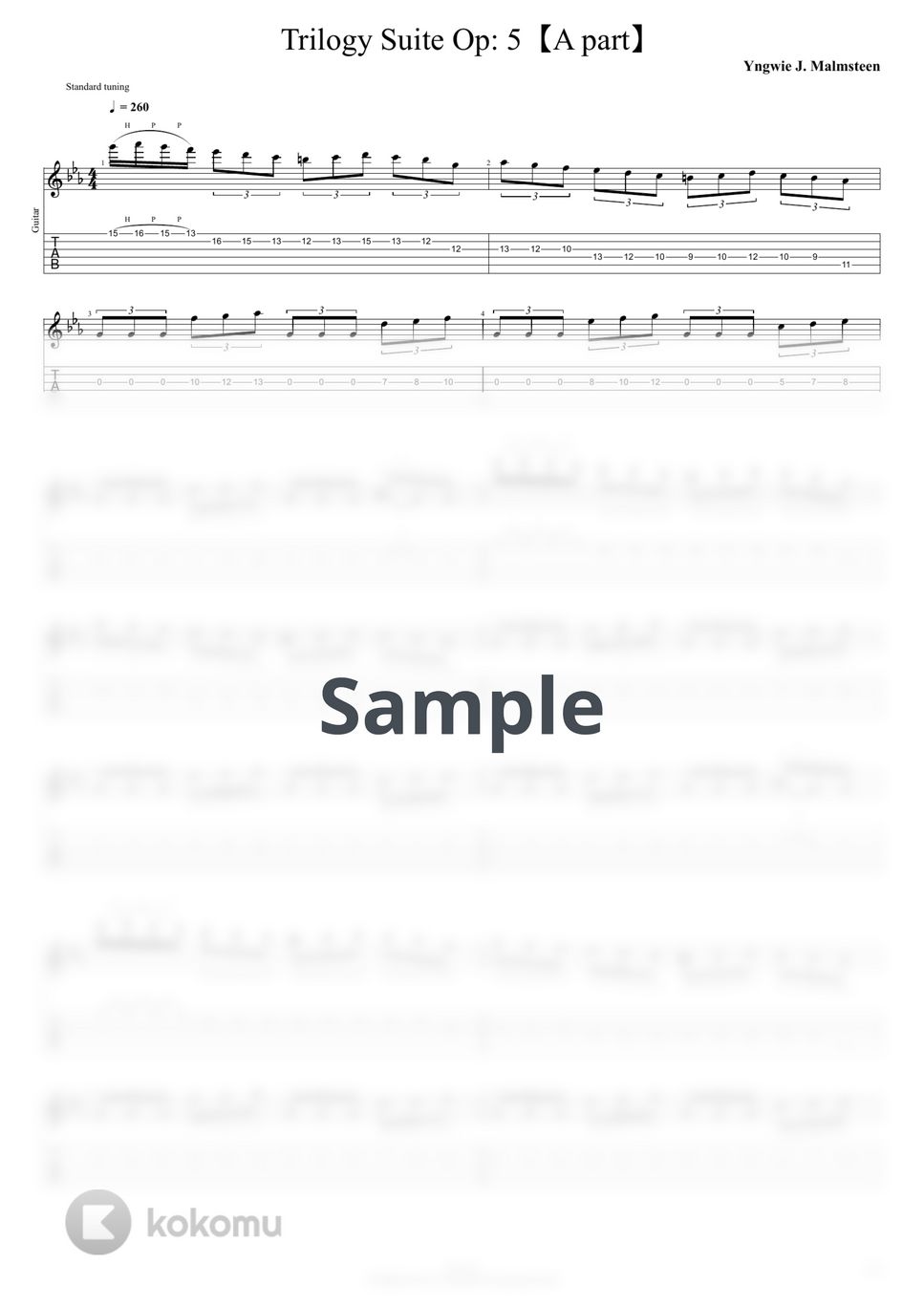 Yngwie Malmsteen - Trilogy Suite Op: 5 - Yngwie Malmsteen Intro 0:15~0:39 (TAB PDF & Guitar Pro files.（gp5）) by Technical Guitar