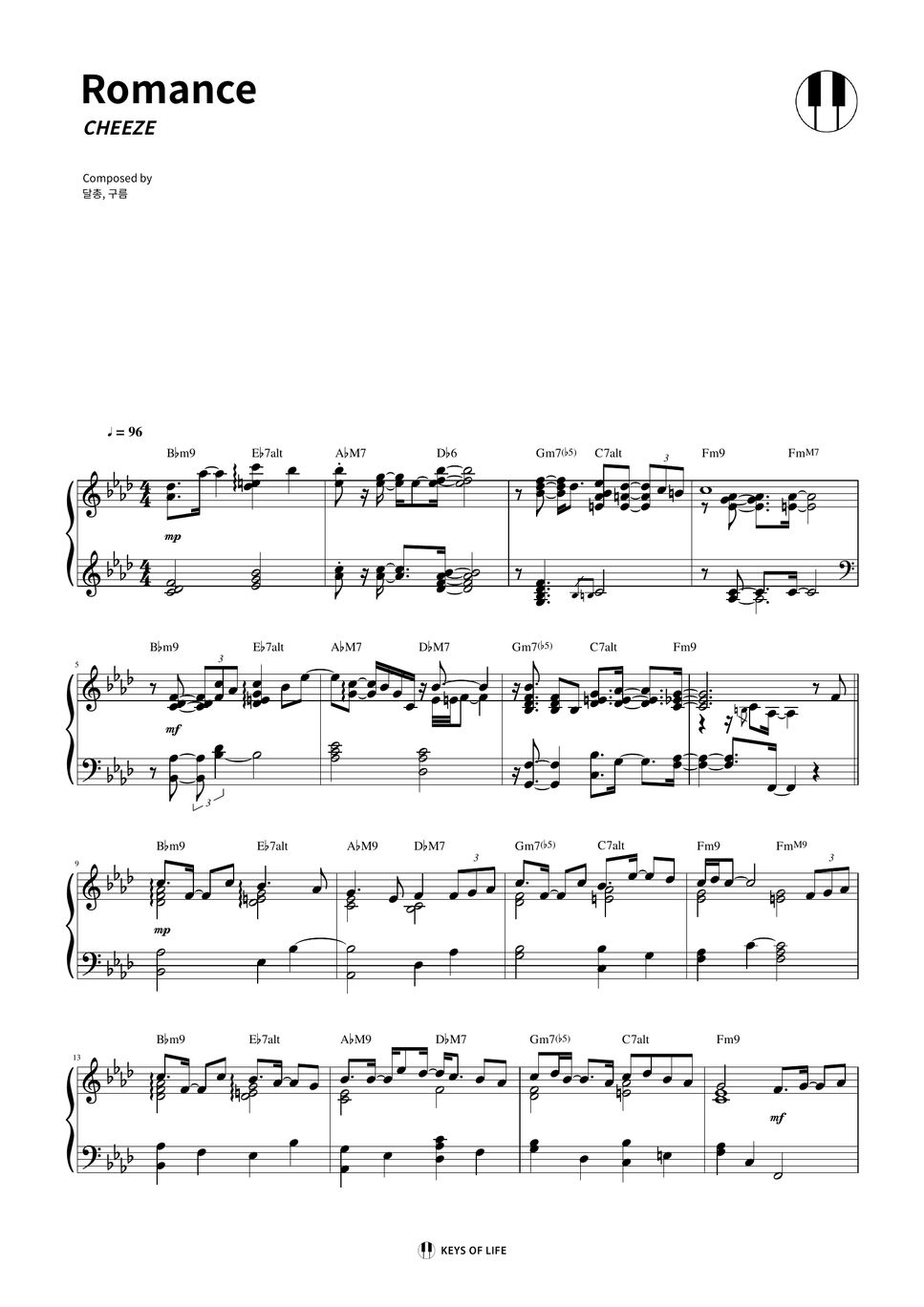 CHEEZE Romance Sheets by KEYS OF LIFE