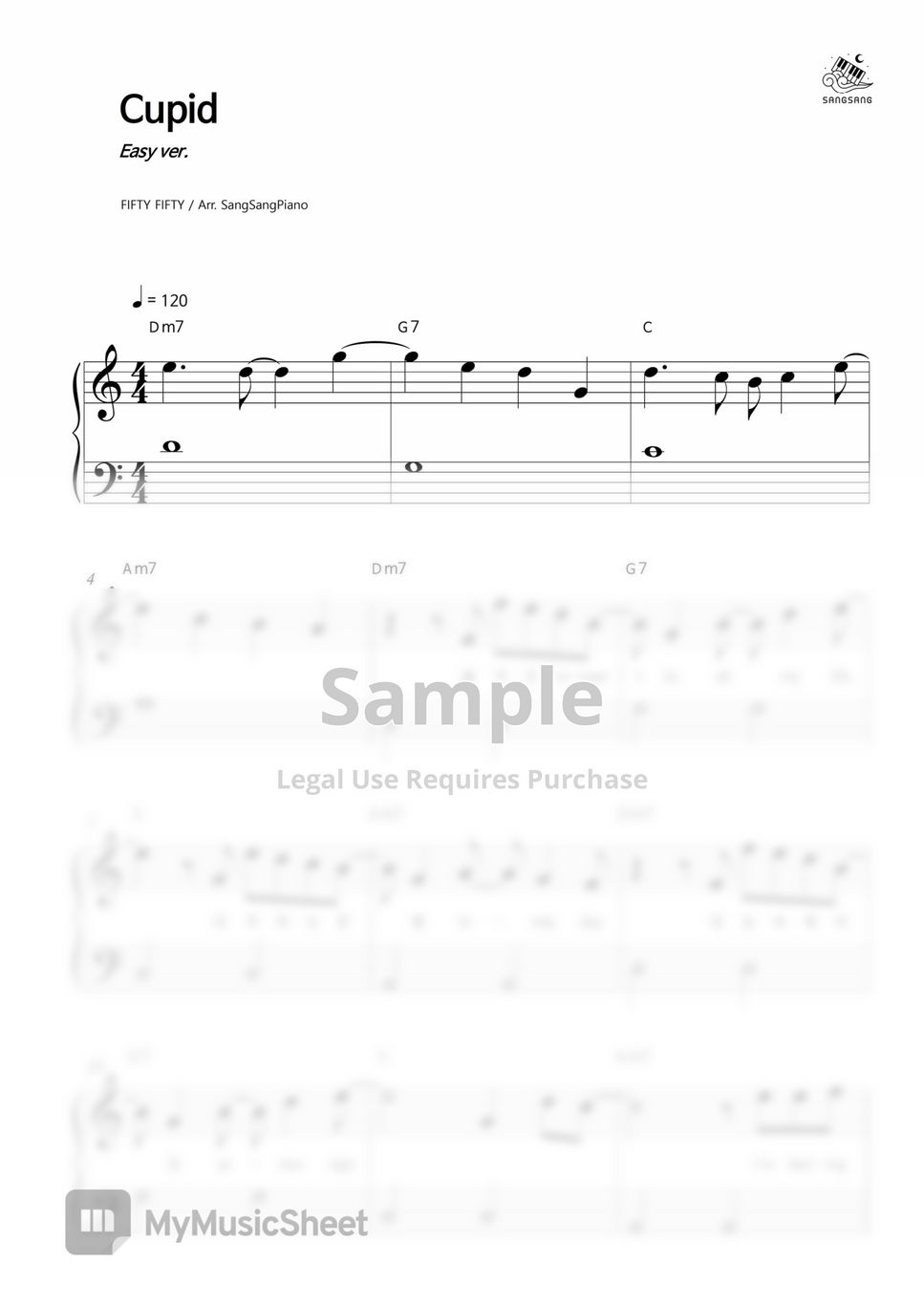 Cupid - FIFTY FIFTY (lead sheet) Sheet music for Piano (Solo) Easy